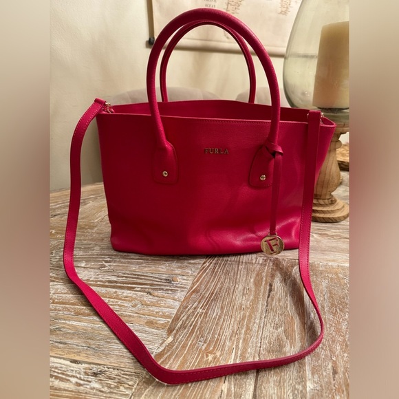 Furla Hot Pink Tote with crossbody - Picture 2 of 11